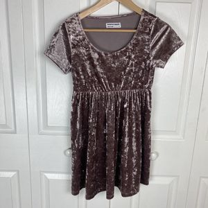 American Apparel S Velvet Dress Babydoll Mini Short Sleeve Fit &‎ Flare Purple